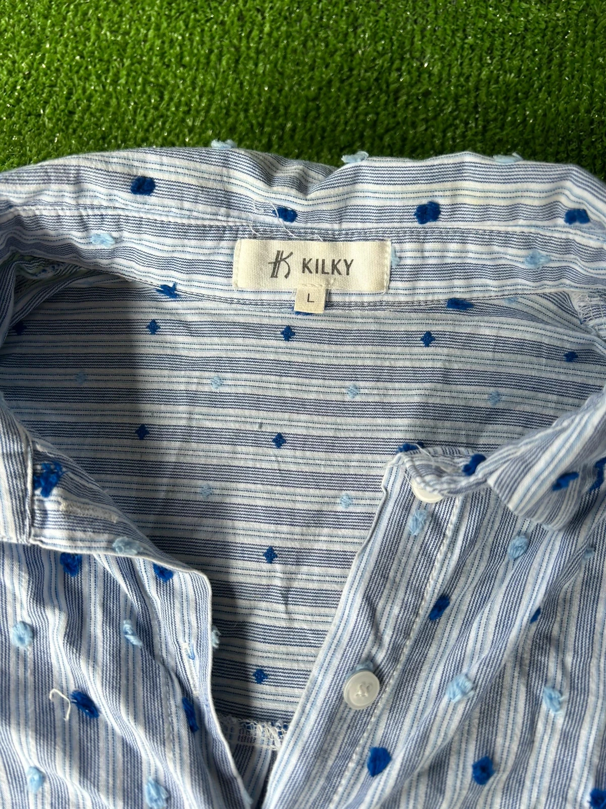 Witte blauwe gestreepte kilky-shirt maat L 100% katoen – photo 7